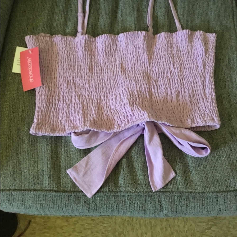 Shein Lavender Smocked Crop Top